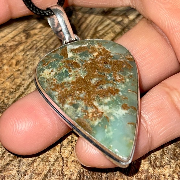 Yellow Green Chrysoprase Pendant 2 1/4” - Picture 8 of 12